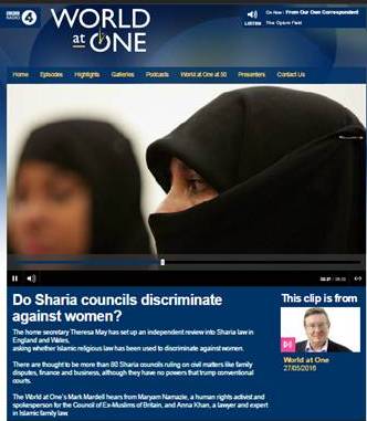 Do Sharia councils discriminate against women? BBC World At One, 27 May 2016