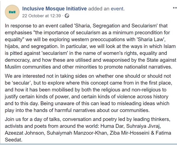 Screenshot of Inclusive Mosque event notice