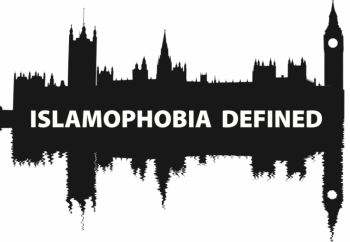 silhouette of houses of parliament captioned Islamophobia defined