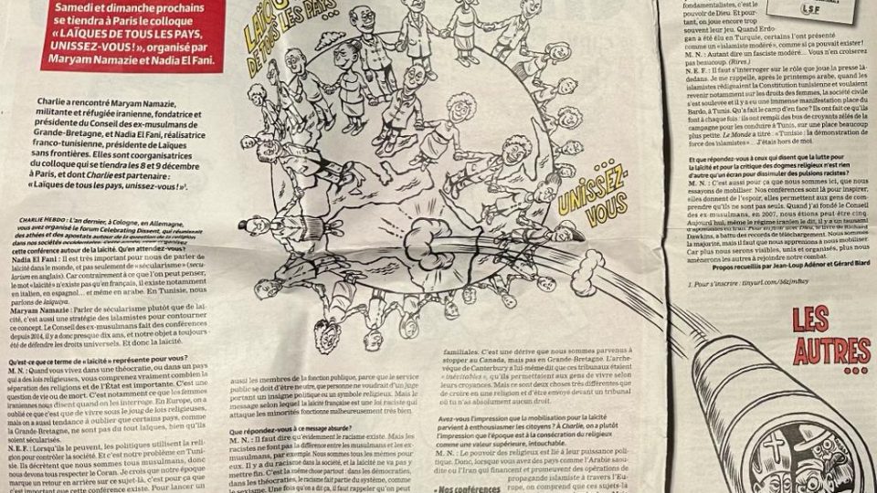 Entretien. « Nous, laïques, athées et apostats, sommes la majorité ! » Interview with Maryam Namazie and Nadia El Fani, Charlie Hebdo, 6 December 2023