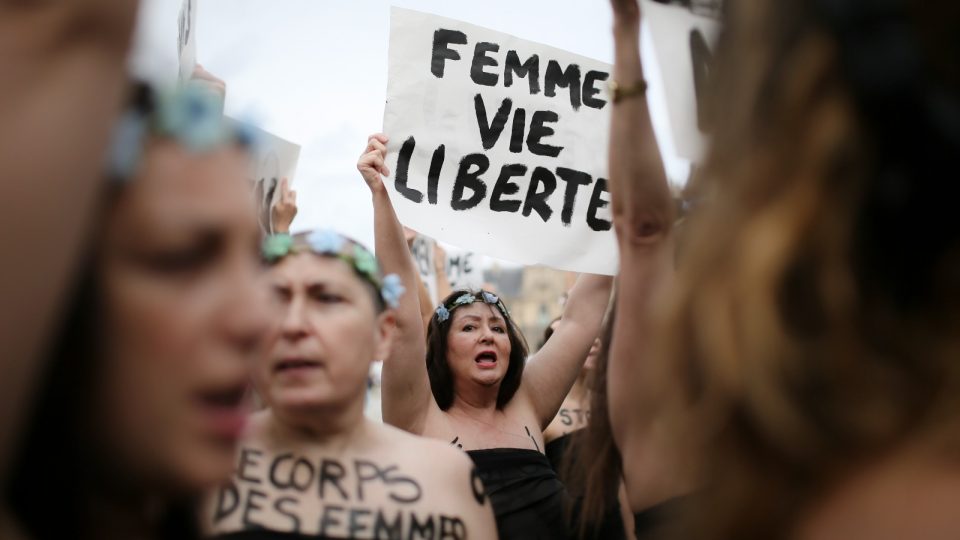 100 Women in FEMEN Action against Violence against Women